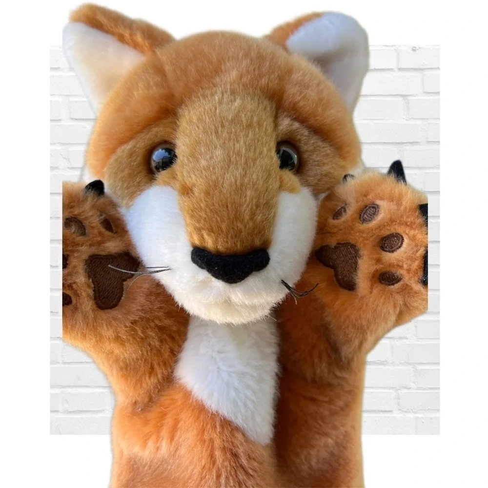 The Puppet Company Plush Fox Hand Puppet Orange and White Large